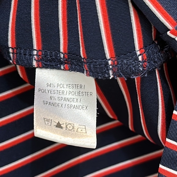 Men’s FG Tech Red White & Blue Striped Polyester & Spandex Golf Polo Size XL - Picture 6 of 9